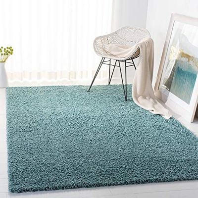 Safavieh Tapis Shaggy pour Salon, Salle à Manger, Chambre à Coucher - Collection Primo Shag - Poils Longs - Aqua, 122 x 183 cm