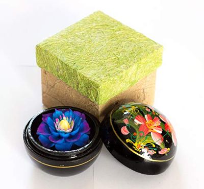 Fiore di sapone in scatola di legno di mango fatto a mano, 8 x 8 x 8 cm, in confezione regalo