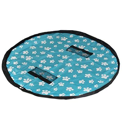HIMRY 151 cm Sac de Rangement Jouet, Étanche Tapis de Jeu, Doubles Couches Tissu Oxford, Organisateur Rapide pour LEGO Block Jouets, Bébé Enfants Épais Tapis de Jouet, KXD4006 Bleu avec Empreinte