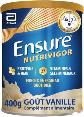 Ensure NutriVigor - Complément alimentaire avec protéines, 27 vitamines et minéraux et HMB - Pour une alimentation saine et équilibrée - Vanille- 1 x 400 g