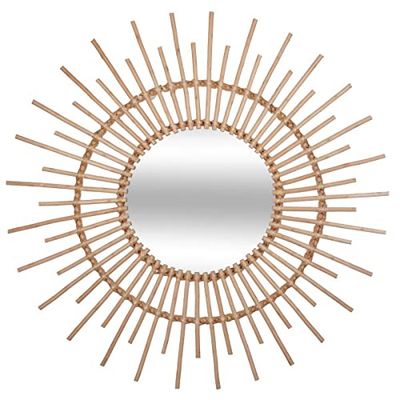 ATMOSPHERA CREATEUR D'INTERIEUR Espejo de ratán Color Natural Sol D76, Beige, L. 76 x l. 2,4 x H. 76 cm