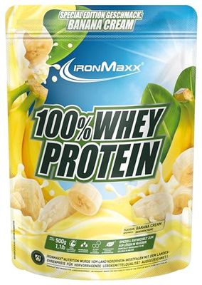 IronMaxx 100% Whey Protein Polvo - Crema de Plátano 500g Bolsa | Proteína de suero de leche reducida en azúcar y soluble en agua | Disponible en muchos sabores diferentes