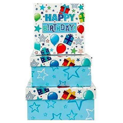 Set 3 scatole di cartone foderato Compleanno - 2 modelli
