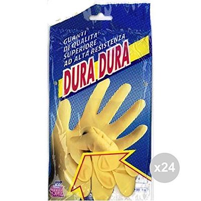 Manolinda Set of 24 Gloves ICO Hard 6.5-SM Latex ddxx for Home Cleaning, Multicoloured, One Size