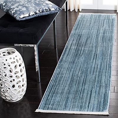 Safavieh Hedendaags tapijt voor woonkamer, eetkamer, slaapkamer - Dream Collection, korte pool, blauw en grijs, 61 x 213 cm