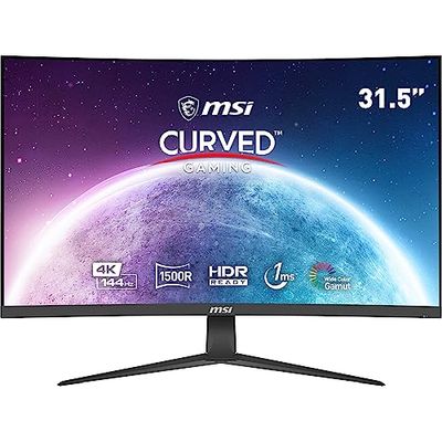 MSI G321CU Monitor Gaming Curvo 31.5" - 3840x2160 (UHD 4K), 144Hz / 1ms, HDMI 2.1, DisplayPort (1.4a), angolo di visione di 178°, HDR Ready, Anti-sfarfallio, VESA