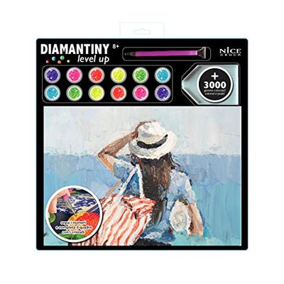 DIAMANTINY Level Up-Landscape Painting-Vacation Fille à la mer Diamond, A4, 96353