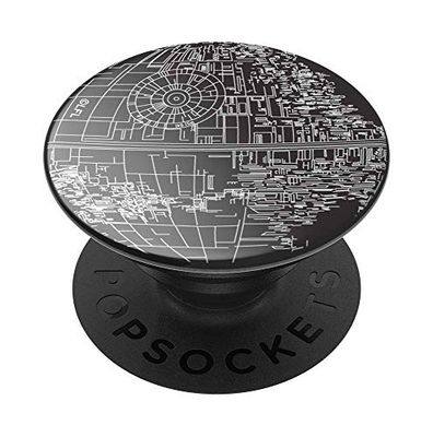 PopSockets PopGrip - Supporto e Impugnatura per Telefoni Cellulari e Tablet con Un Top Intercambiabile - Death Star Aluminum