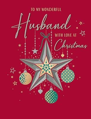 Piccadilly Greetings Christmas Card To my Wonderful Husband Big Star - 8 x 6 inches
