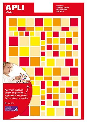 APLI KIDS 13526 - Verwijderbare vierkante stickers - Geometrische stickers - Kleur: Camaieu Rood/Oranje.