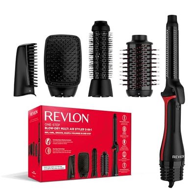 REVLON- 5-EN-1 One-Step Styler multi-usages (têtes amovibles, boucleur, sèche-cheveux, brosse volumisante, brosse coiffante et concentrateur) RVDR5370