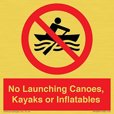 Geen lancering kano's, kajaks of inflatables teken - 100x100mm - S10