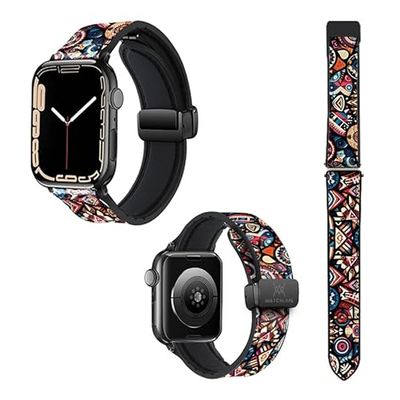 Correa reloj para Apple IWatch 18 mm (38/40/41/42/44/45 mm) de Silicona y Cuero auténtico: Maori Color