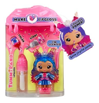 Yummiland Lip Gloss Poupée - Roxie Crystal Candy - Inclut le Kit DIY Lip Gloss, Convient aux Enfants de 4 Ans et Plus