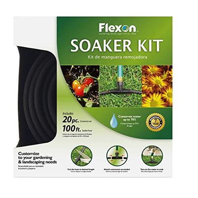 Flexon WS100KITCN - Juego de manguera para remojar, 20 piezas, color negro, 100 pies