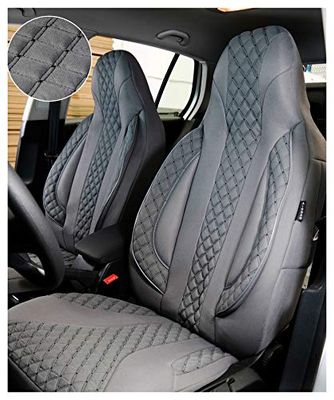Housses de siège sur Mesure pour sièges Auto compatibles avec Volvo V90 2016 conducteur et Passager FB : PL409 (Gris)