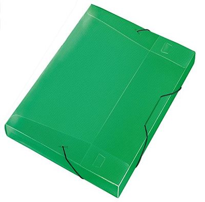 VELOFLEX 4443240 - Verzameldoos Crystal, DIN A4, transparante PP-folie, met elastiek, documentenbox, schriftdoos, groen