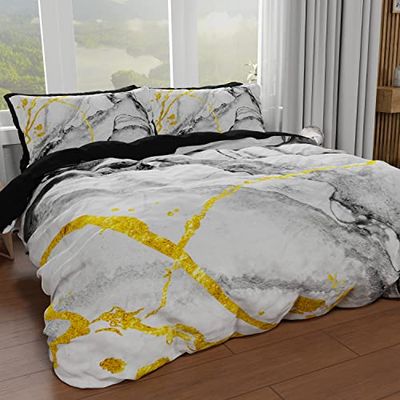 PETTI Artigiani Italiani - Funda nórdica Individual, Funda nórdica, Funda nórdica y Fundas de Almohada, Funda nórdica 100% Fabricada en Italia, Marble Grigioc