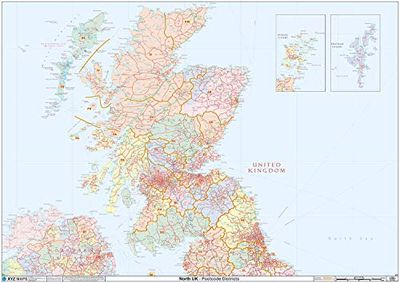 Scotland - Postcode District Wall Map-Plastic Coated 2A (119cm x 168cm)