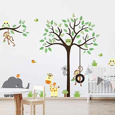 Muurstickers Kinderen Kinderkamer Decoratie Babykamer Kinderkamer Muurtattoo Muurstickers Muurstickers Jungle Dieren Kinderkamer H60 x L80 cm
