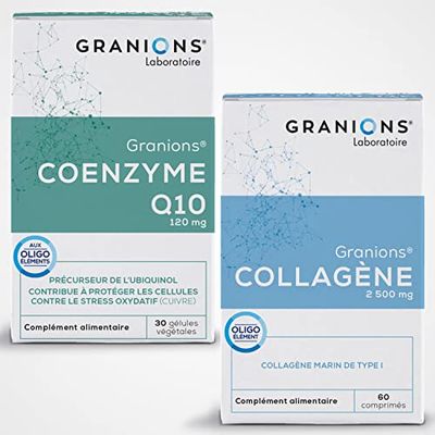 GRANIONS - LOT COLLAGENE Beauté de la peau et anti-âge et COENZYME Q10 Antioxydant - 1 mois de programme