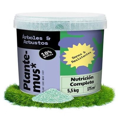 PLANTEMUS Abono Árboles y Setos. Cítricos, Coníferas, Olivos, Limoneros, Frutales, Palmeras y Plantas de Exterior, Fertilizante Granulado, 5.5 KG