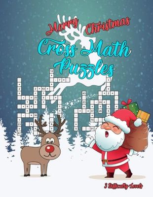Merry Christmas CrossMath Puzzles: 360 puzzles with Addition, Subtraction, Multiplication, and Division signs in 3 difficulty levels.