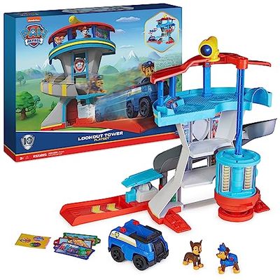 La Pat' Patrouille - Tour De Contrôle - Jouet Univers Pat' Patrouille De 50 Cm - Avec Périscope, Missions, Toboggan, 7 Cartes 1 Véhicule Et 2 Figurines Chase - Paw Patrol - Jouet Enfant 3 Ans Et +