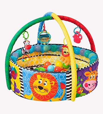 Playgro Ball Activity Nest – 5 Fun Play Modes, 32 Colourful Balls & Detachable Hanging Toys - Sensory Baby Play Mat with Mirror for Self-Awareness - Baby Play Mat Suitable for Babies From 0 Months+