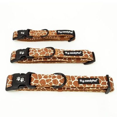 candyPet - Adjustable Nylon Click Collar, Neoprene Padded Interior, Giraffe, L
