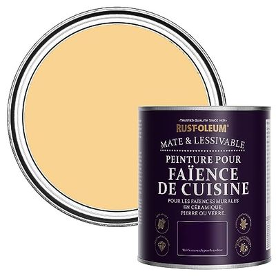 Rust-Oleum Peinture Jaune Résistante à l'eau pour Faïence de Cuisine, Finition Mate - Moutarde 750ml