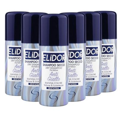 Elidor | Shampoo Secco Anti Giallo, Ravviva Colore, Volume & Lucentezza Senza Acqua da 100ml, Confezione da 6 Pezzi