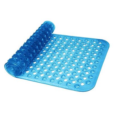 Bath Mat, 40 x 88cm Extra Long Shower Mat Non Slip with Suction Cups & Drainage Hole, Machine-Washable, Bathroom Bathtub Mat Bath Mats for Inside Bath (Blue)