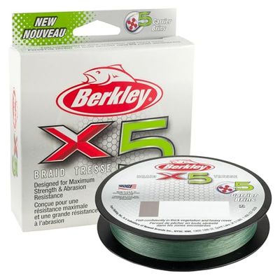 Berkley unisex X5 Lo flätad fiskelina, låg-vis-grön, 165yd/36 kg