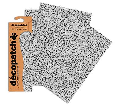 Décopatch - Ref C535O - Grey Reptile Skin Print Paper Pack - Each Sheet 30 x 40cm, Pack of 3 Paper Sheets - Best Used With Décopach Glue & Varnish, Grey