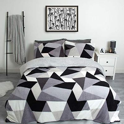 Dreamscene, 100% nallebjörn i fleece, silvergrå vit, dubbel