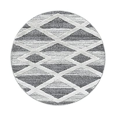 Muratap Pisa Modern Design Tappeto rotondo grigio 7 – Tappeto a pelo corto con morbido pelo lungo, stile boho, non stinge, fonoassorbente e impermeabile, dimensioni: Ø 80 cm, rotondo