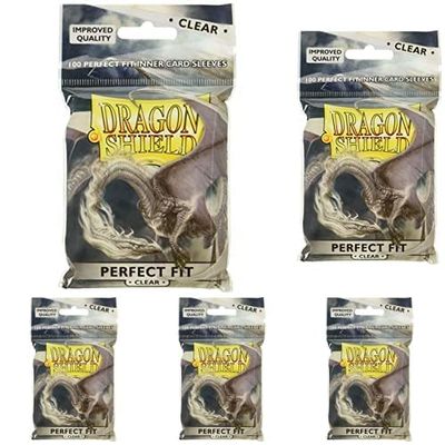 Arcane Tinman AT-13001 - Dragon Shield Bustine per carte di dimensioni standard, misura fino a 63x88 mm, Trasparente, Confezione da 100 unità, Pacco da 5