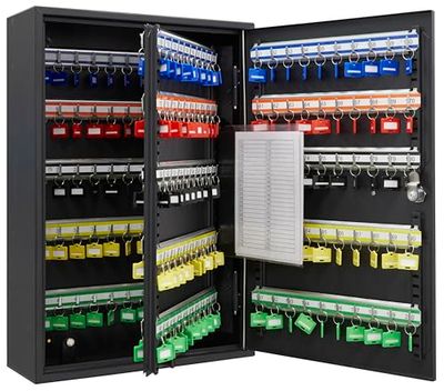 Arregui PL200EN Armario de Llaves con 200 Ganchos Regulables en Altura | Caja de Seguridad de Acero para 200 Llaves | con Cerradura Electrónica IP65 cón Códigos Programables | 55 x 38 x 14 cm | Negro