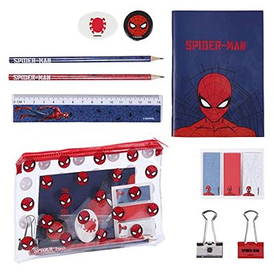 CERDD' LIFE'S LITTLE MOMENTS schooltas compleet Spiderman met transparante hoes etui en accessoires, officiële Marvel jongens