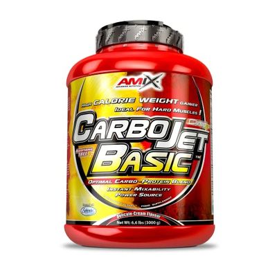 AMIX - Carbojet Basic - Carbohidratos y Proteínas para Aumentar la Masa Muscular - Con Concentrado de Proteína de Suero -Recuperador Muscular - Sabor Vainilla - 3 KG