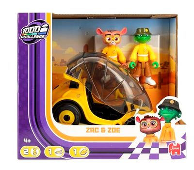 Dujardin Mille Bornes Challenge – gele teamset – de turbo's – Zac en Zoe – speelgoed uit de tv-serie – beweegbaar figuur en verzamelauto – kinderen vanaf 4 jaar