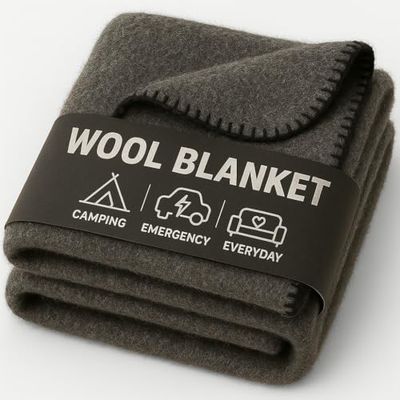 Jmr Usa Inc. Couverture Militaire en Laine pour Camping, Urgence et Utilisation Quotidienne, Ignifuge, Extra épaisse et Chaude, 70% Laine, Gris, Taille 157,5 x 213,4 cm.