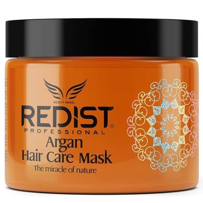 Redist Argan Hair Care Mask 500 ml, haarmasker met arganolie, reparerende haarkuur, behandeling hydrateert zonder het haar te verzwaren, droog beschadigd haar, haarverzorgingscrème met glans,500ml,Wit