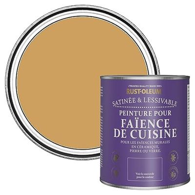 Rust-Oleum Peinture Jaune Résistante à l'eau pour Faïence de Cuisine, Finition Satinée - Dijon 750ml