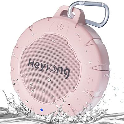 HEYSONG Altoparlante per Doccia Bluetooth, Altoparlante Portatile Impermeabile IP67, Microfono Incorporato, Mini Altoparlante Stereo Wireless per Viaggi, Kayak, Spiaggia, Piscina per Bambini - Rosa