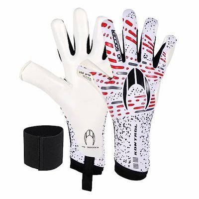 HO Soccer SSG KONTROL Målvakt handskar, Unisex Vuxna, Vit/Röd, 8