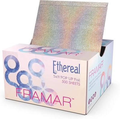 FRAMAR Ethereal Embossed Pop Up Hair Foil - Highlighting, Foils for Highlights, Hairdressing Foil for Hair Highlights, Non Slip Embossed Texture – 500 Sheets