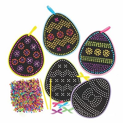 Baker Ross AX780 Kit de décorations d’œuf de Pâques en paillettes - Paquet de 5, Loisir créatifs pour enfants et adultes à créer et décorer