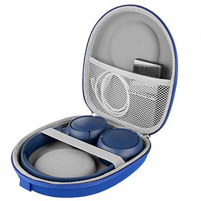 Linkidea hörlurar bärväska kompatibel med JBL T600BTNC, Live 400BT, Tune 500BT, T450BT, E45BT fodral, skyddande hårt skal resväska med kabel, laddningsförvaring (blå)